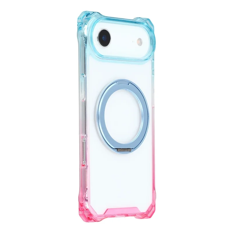 For iPhone Air Magnetic Case Ring Kickstand TPU + PC Phone Cover - Gradient Blue / Pink