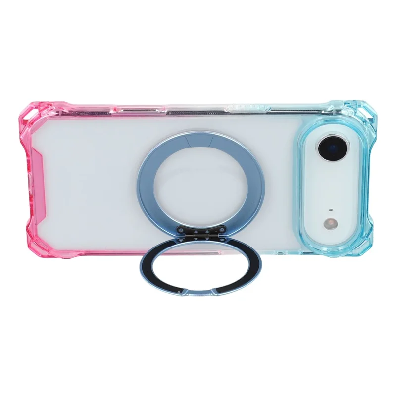 For iPhone Air Magnetic Case Ring Kickstand TPU + PC Phone Cover - Gradient Blue / Pink