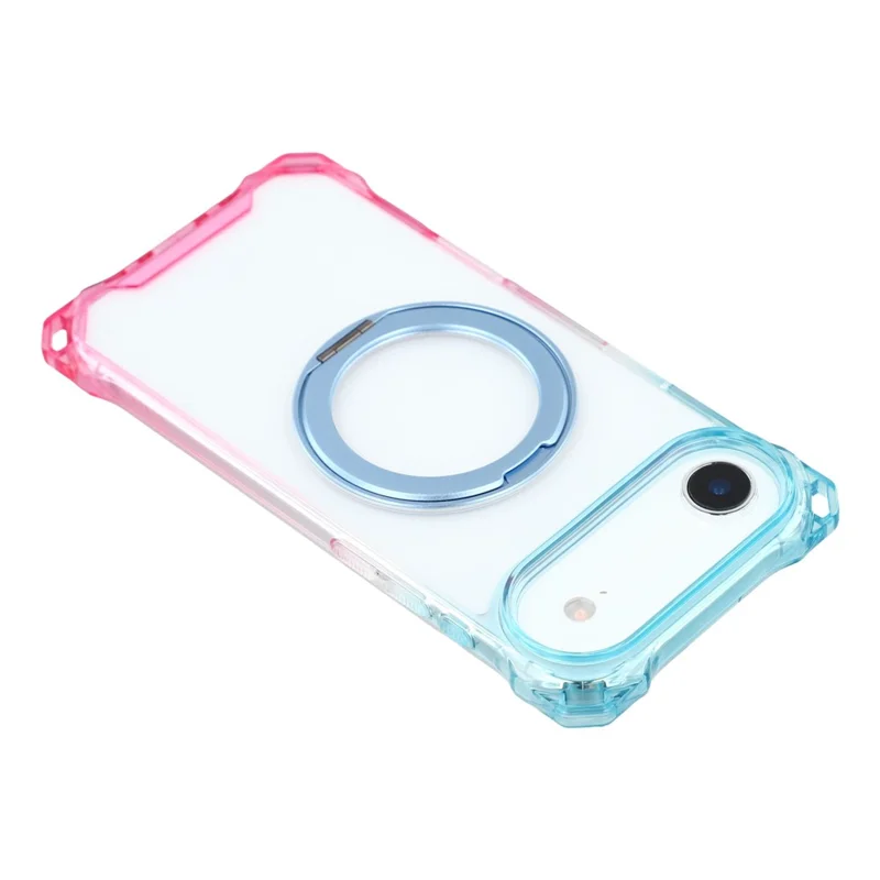 For iPhone Air Magnetic Case Ring Kickstand TPU + PC Phone Cover - Gradient Blue / Pink