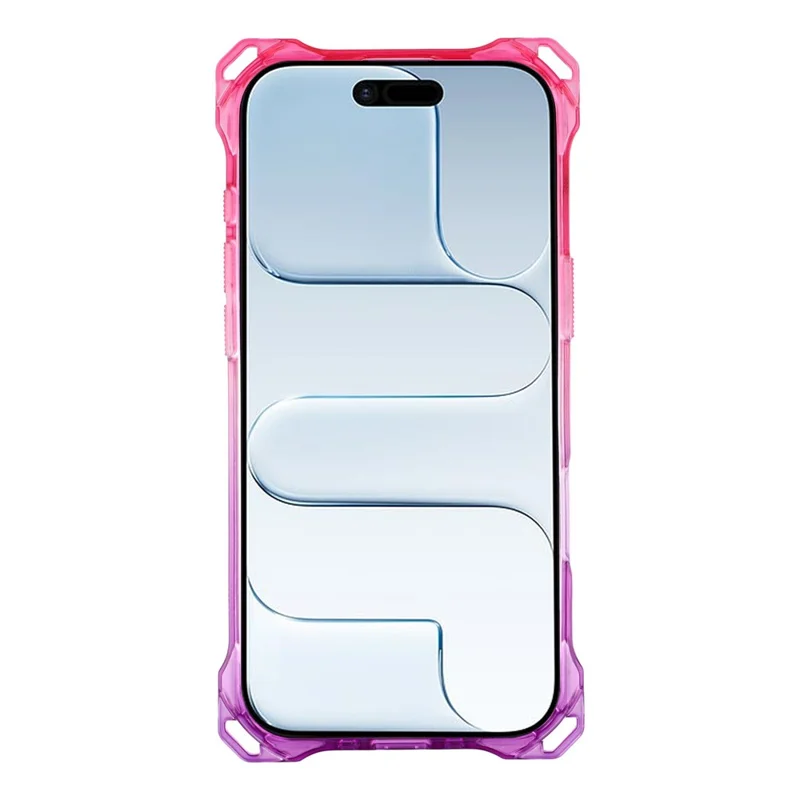 For iPhone Air Magnetic Case Ring Kickstand TPU + PC Phone Cover with Lanyard - Gradient Pink / Purple