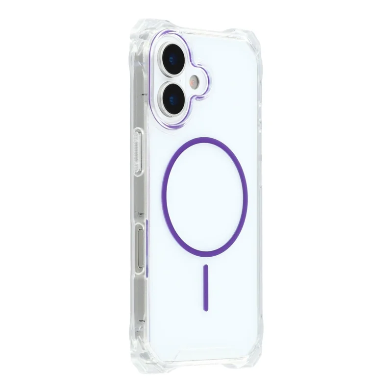 For iPhone 17 Magnetic Case with Lanyard Drop-Proof TPU + PC Phone Back Cover - Purple