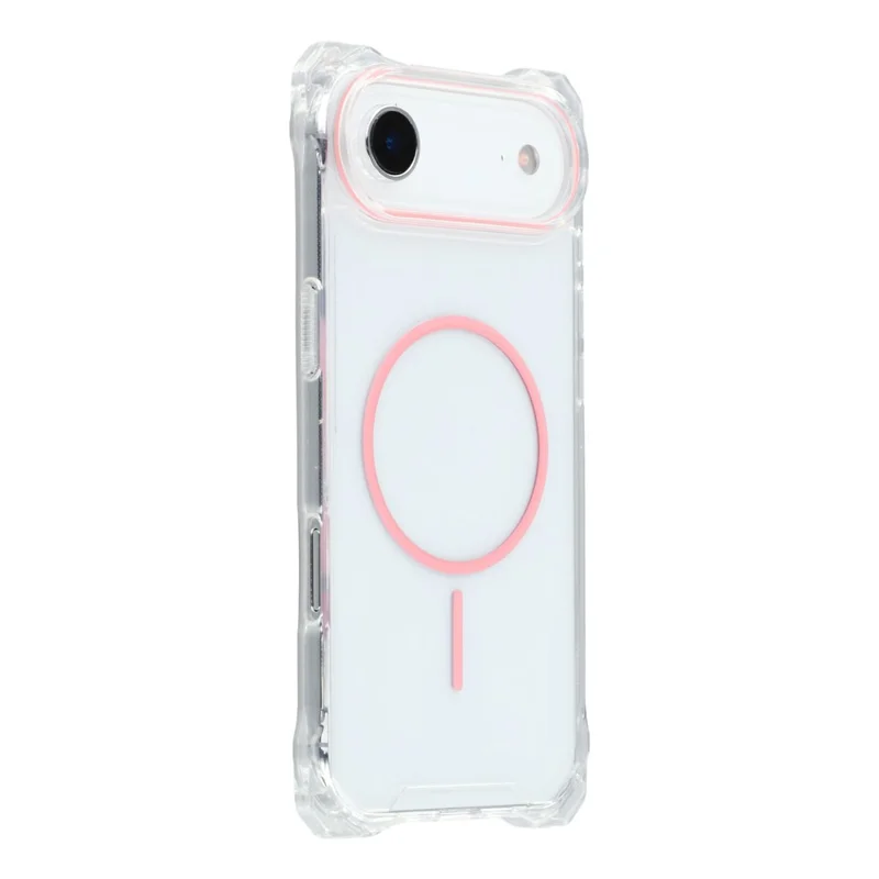 For iPhone Air Magnetic Case with Lanyard Drop-Proof TPU + PC Phone Back Cover - Pink