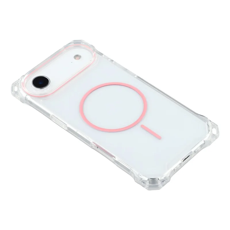 For iPhone Air Magnetic Case with Lanyard Drop-Proof TPU + PC Phone Back Cover - Pink