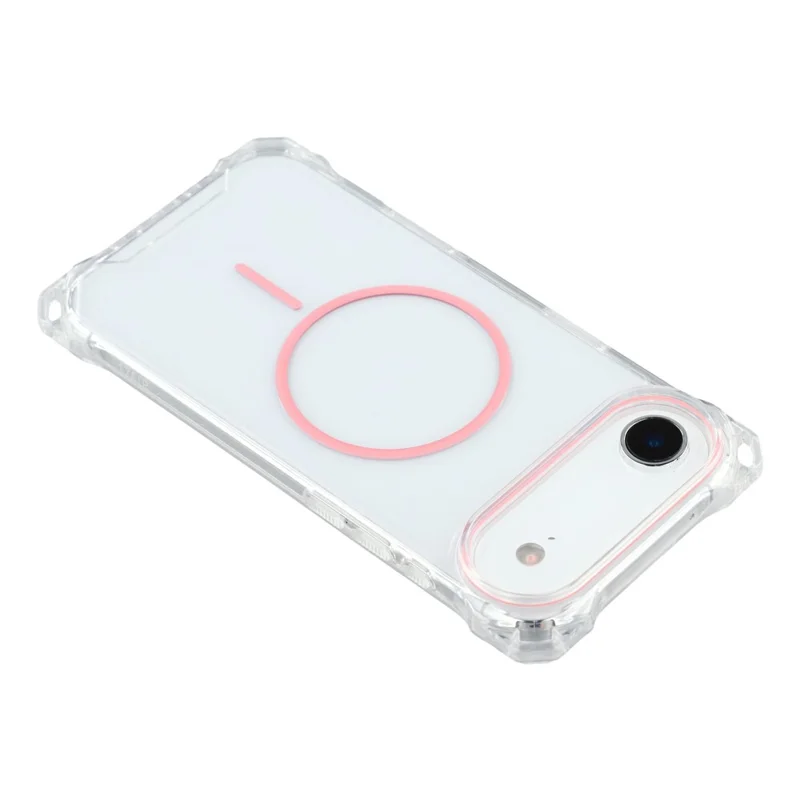 For iPhone Air Magnetic Case with Lanyard Drop-Proof TPU + PC Phone Back Cover - Pink