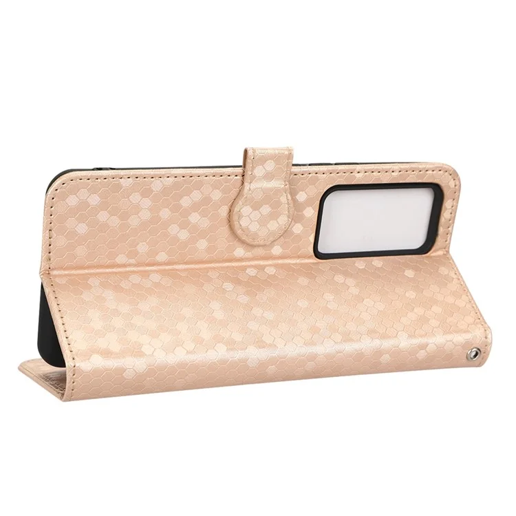 For Xiaomi 12T Pro 5G Dot Pattern Imprinted PU Leather Phone Case Stand Wallet Magnetic Drop-proof Flip Folio Phone Cover with Strap - Rose Gold