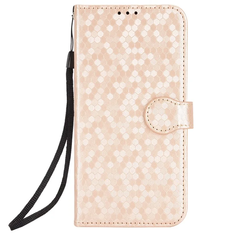 For Xiaomi 12T Pro 5G Dot Pattern Imprinted PU Leather Phone Case Stand Wallet Magnetic Drop-proof Flip Folio Phone Cover with Strap - Rose Gold