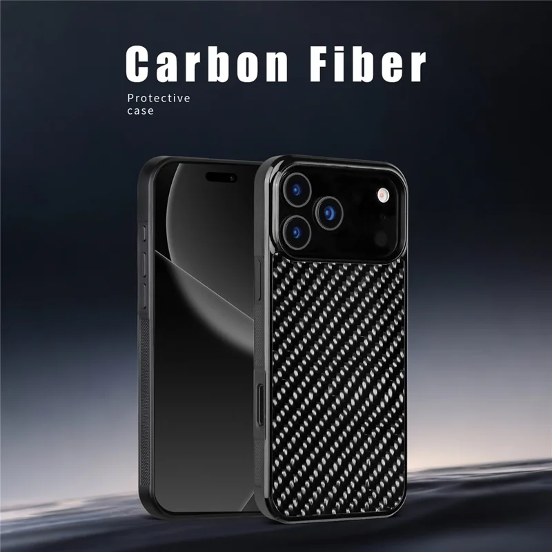 For iPhone 17 Pro Case Compatible with MagSafe Twill Texture Aramid Fiber TPU Shockproof Phone Cover - Black