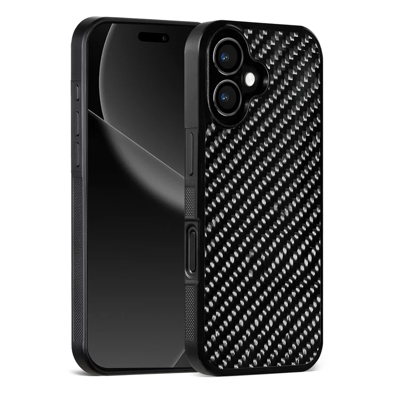 For iPhone 17 Case Compatible with MagSafe Twill Texture Aramid Fiber TPU Shockproof Phone Cover - Black