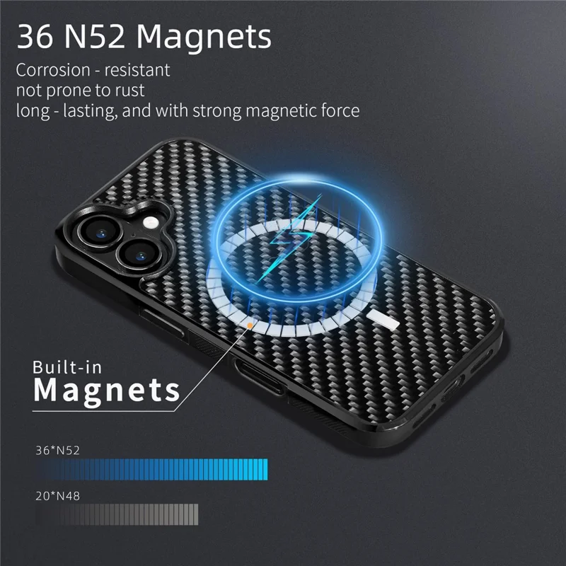 For iPhone 17 Case Compatible with MagSafe Twill Texture Aramid Fiber TPU Shockproof Phone Cover - Black