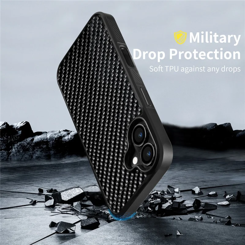 For iPhone 17 Case Compatible with MagSafe Twill Texture Aramid Fiber TPU Shockproof Phone Cover - Black