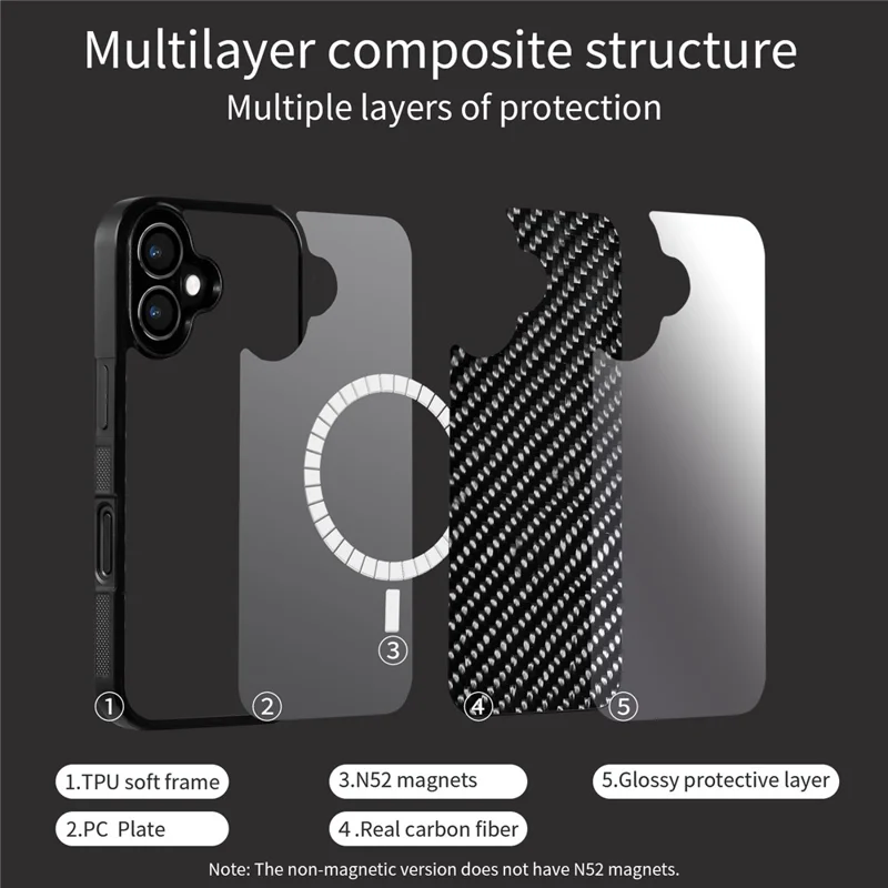 For iPhone 17 Case Compatible with MagSafe Twill Texture Aramid Fiber TPU Shockproof Phone Cover - Black