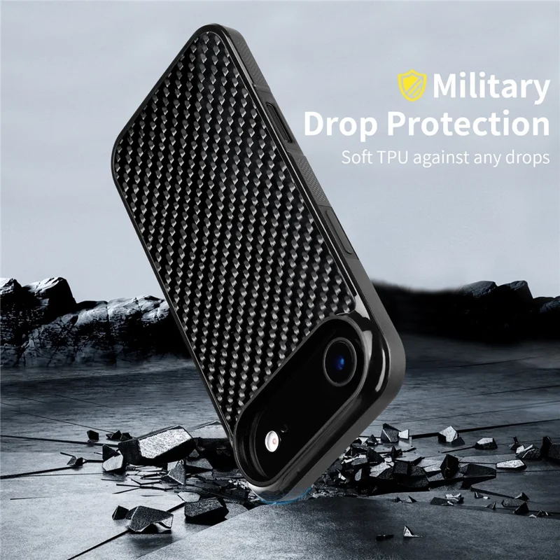 For iPhone Air Case Compatible with MagSafe Twill Texture Aramid Fiber TPU Shockproof Phone Cover - Black