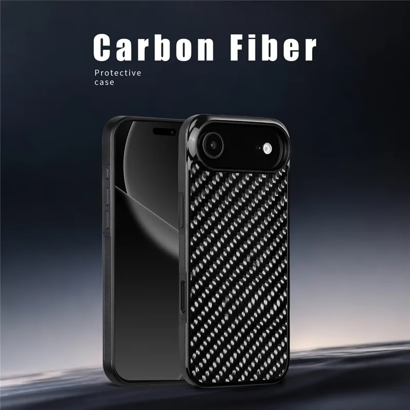 For iPhone Air Case Compatible with MagSafe Twill Texture Aramid Fiber TPU Shockproof Phone Cover - Black
