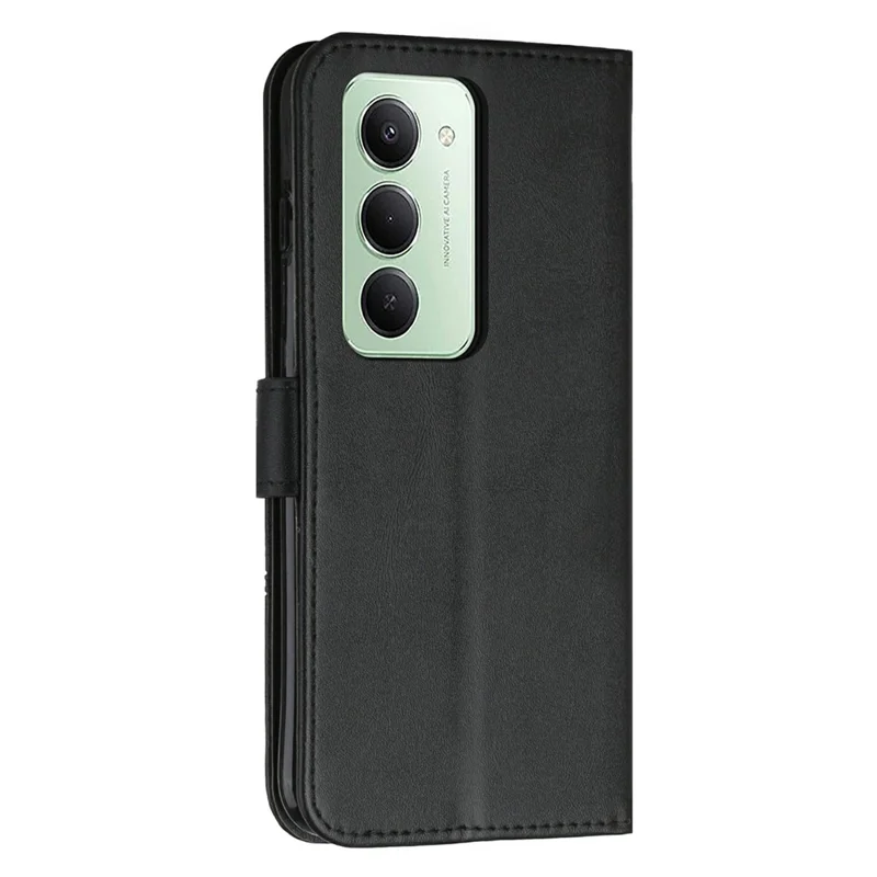 For Xiaomi Redmi 15 5G (Global) (169 mm) / 15 4G (169 mm) Læder Telefonbeskyttelse Foldbar Holder Pung Flipdæksel med Rem - Sort