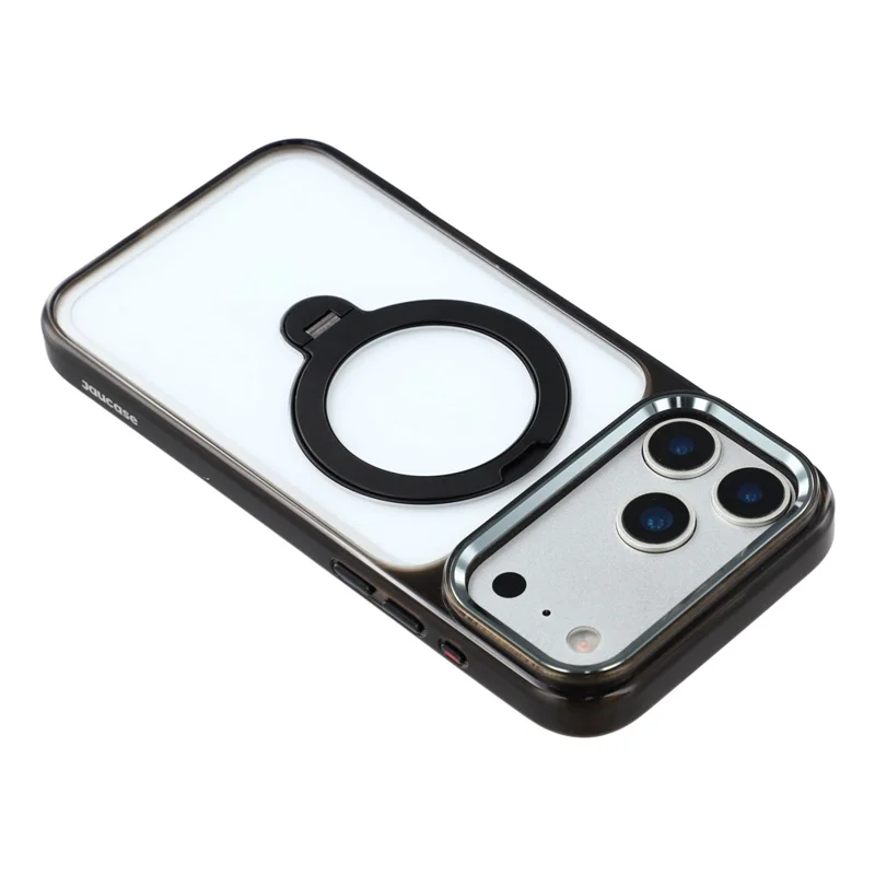 JAUCASE For iPhone 17 Pro Max Case Rotating Kickstand TPU + PC Clear Phone Back Cover - Transparent Black
