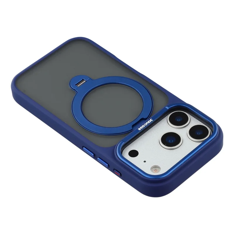 JAUCASE For iPhone 17 Pro Case Rotating Kickstand Skin-Touch Matte PC + TPU Phone Cover - Transparent Blue