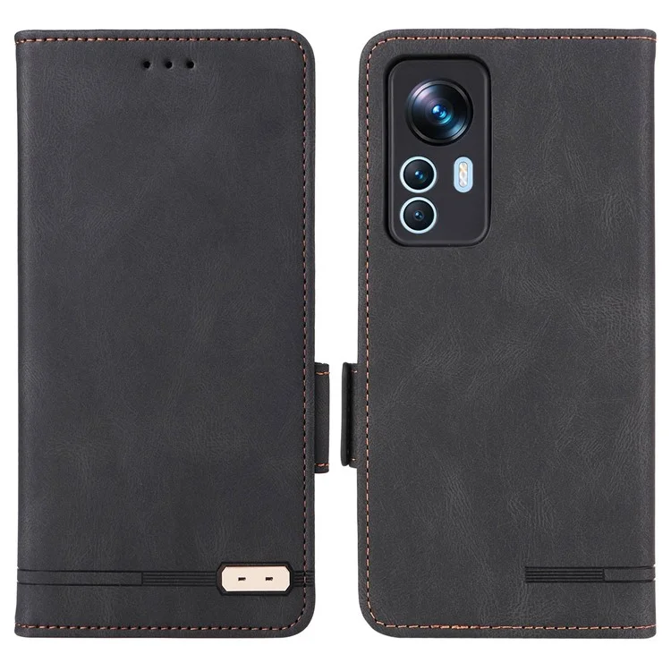 For Xiaomi 12T 5G / Redmi K50 Ultra 5G Wallet Flip Phone Cover Hardware Decor PU Leather Magnetic Closure Stand Case - Black