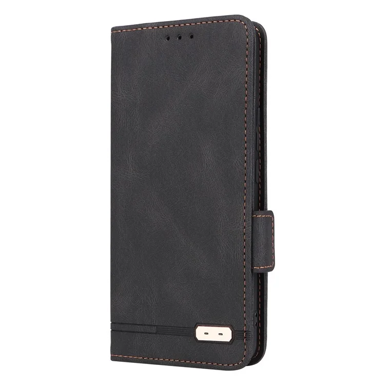 For Xiaomi 12T 5G / Redmi K50 Ultra 5G Wallet Flip Phone Cover Hardware Decor PU Leather Magnetic Closure Stand Case - Black