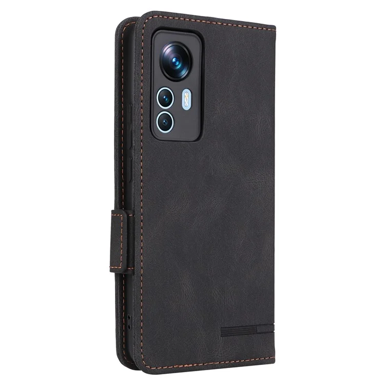 For Xiaomi 12T 5G / Redmi K50 Ultra 5G Wallet Flip Phone Cover Hardware Decor PU Leather Magnetic Closure Stand Case - Black