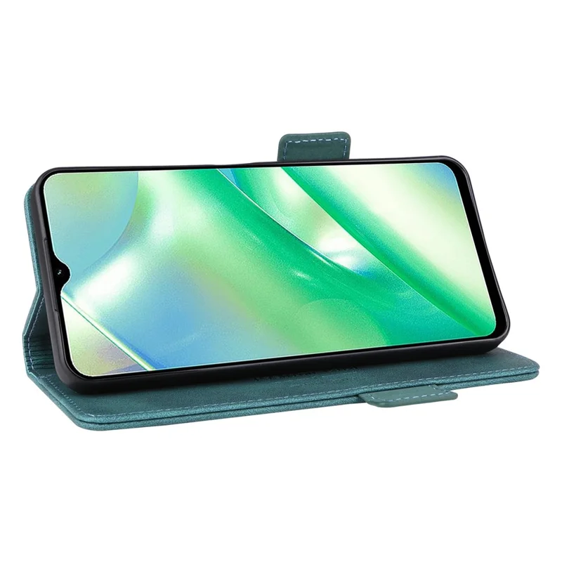 For Realme C33 2023 4G / C33 4G PU Leather Wallet Case Hardware Decor Magnetic Closure Stand Shockproof Phone Cover - Blue