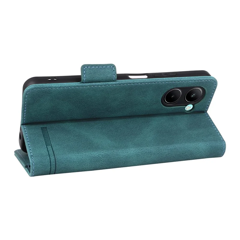 For Realme C33 2023 4G / C33 4G PU Leather Wallet Case Hardware Decor Magnetic Closure Stand Shockproof Phone Cover - Blue