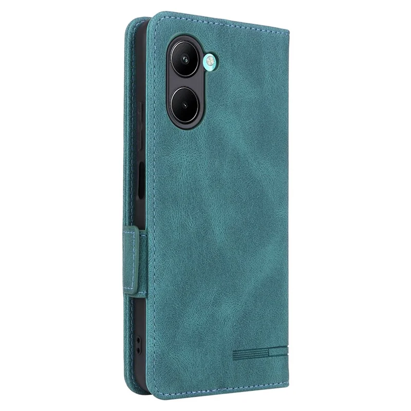 For Realme C33 2023 4G / C33 4G PU Leather Wallet Case Hardware Decor Magnetic Closure Stand Shockproof Phone Cover - Blue