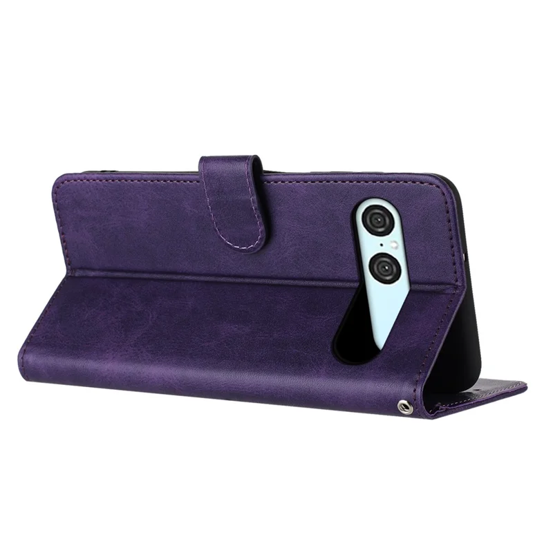 For Sony Xperia 10 VII Case Flip Stand Calf Texture PU Leather Wallet Phone Cover with Strap - Purple