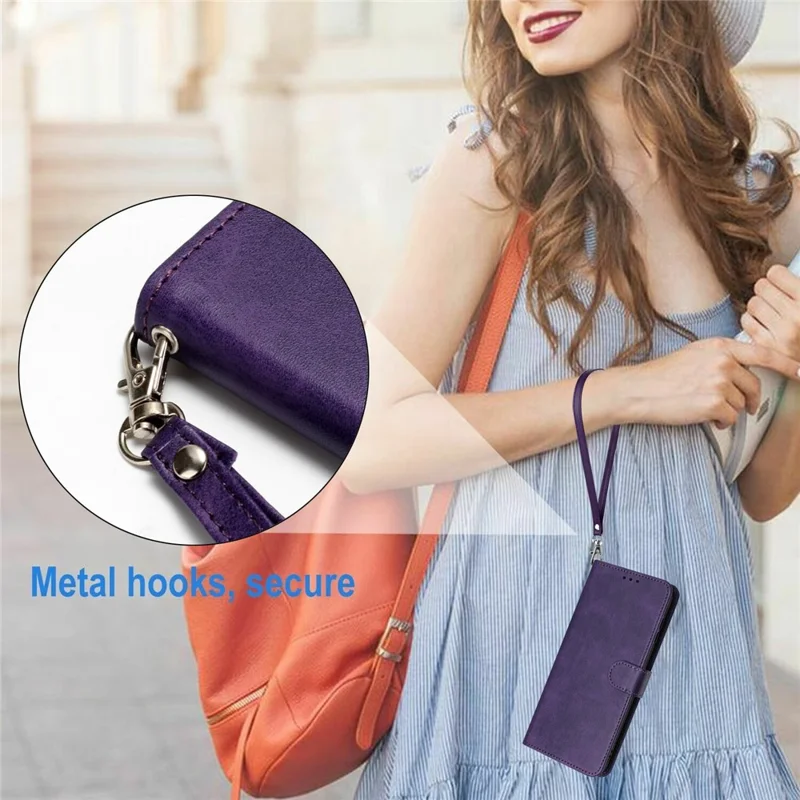 For Sony Xperia 10 VII Case Flip Stand Calf Texture PU Leather Wallet Phone Cover with Strap - Purple