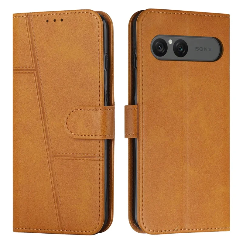 For Sony Xperia 10 VII Leather Phone Case Foldable Stand Wallet Flip Cover with Strap - Yellow