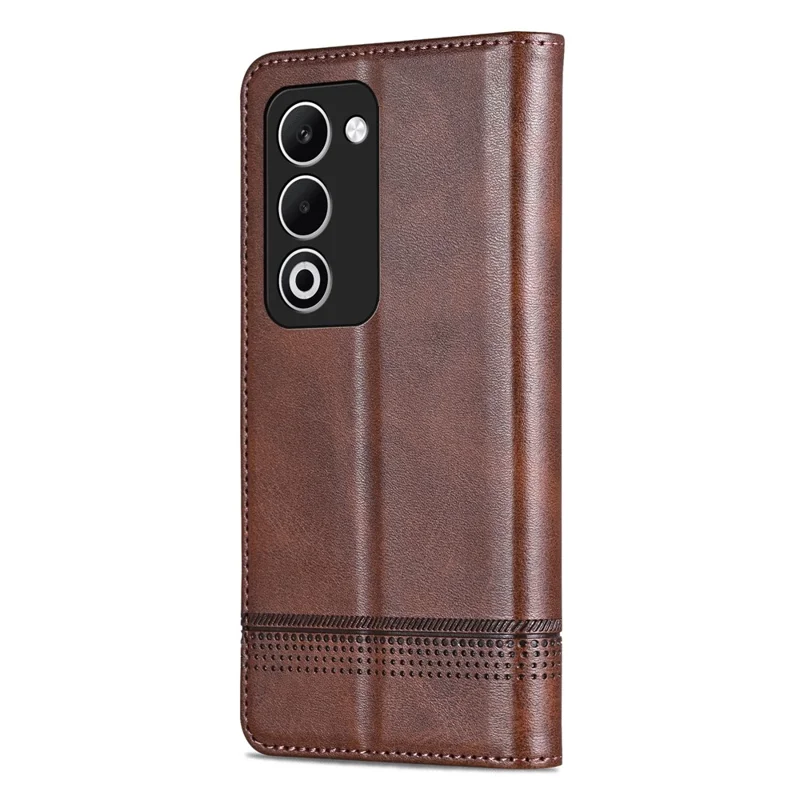 AZNS Wallet Case for Oppo A5 4G / 5G / K13x 5G Cowhide Texture PU Leather Phone Cover - Coffee