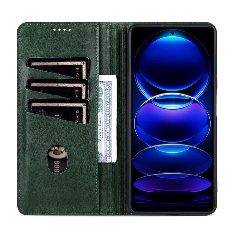 AZNS For Oppo A5x 4G / 5G Case Cowhide Texture PU Leather Wallet Phone Cover - Green