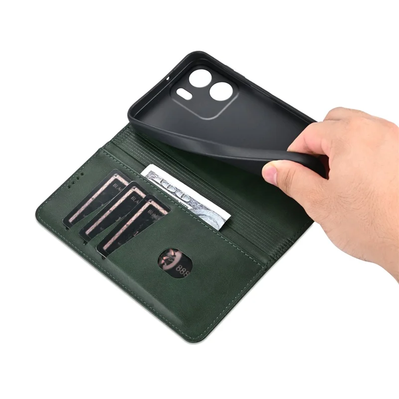 AZNS For Oppo A5x 4G / 5G Case Cowhide Texture PU Leather Wallet Phone Cover - Green