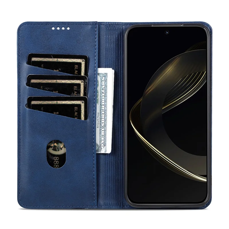 AZNS For Oppo Reno14 F 5G Case Cowhide Texture PU Leather Wallet Phone Cover - Blue