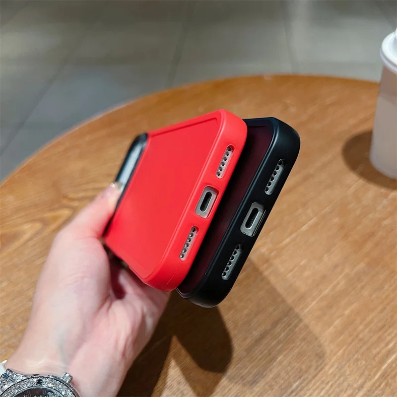 For iPhone 17 Pro Case Black Lens Frame Shockproof TPU PC Phone Back Cover - Red