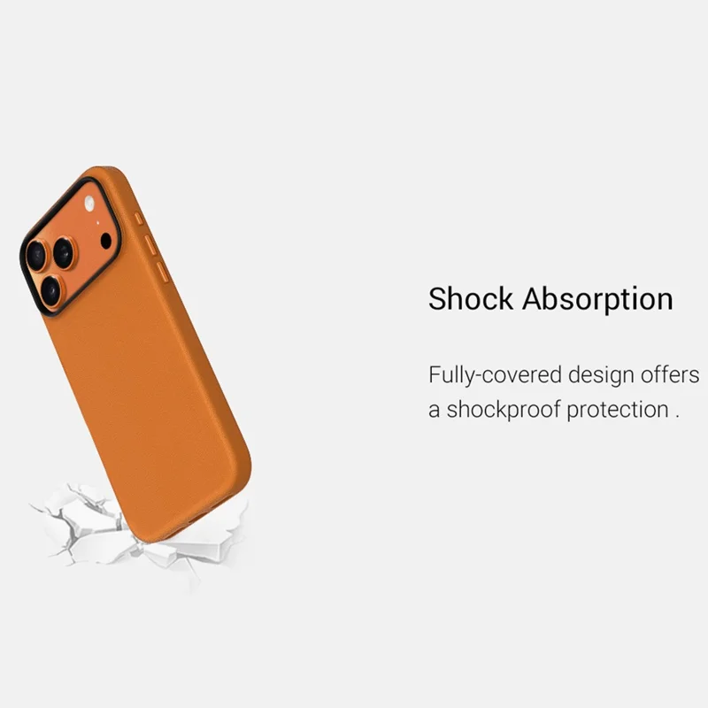 KZDOO For iPhone 17 Pro Max Case Compatible with MagSafe PU + PC Shockproof Phone Cover - Orange
