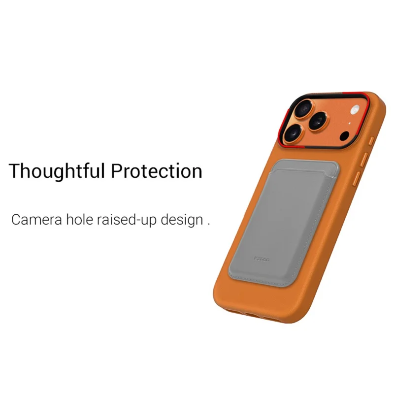KZDOO For iPhone 17 Pro Max Case Compatible with MagSafe PU + PC Shockproof Phone Cover - Orange