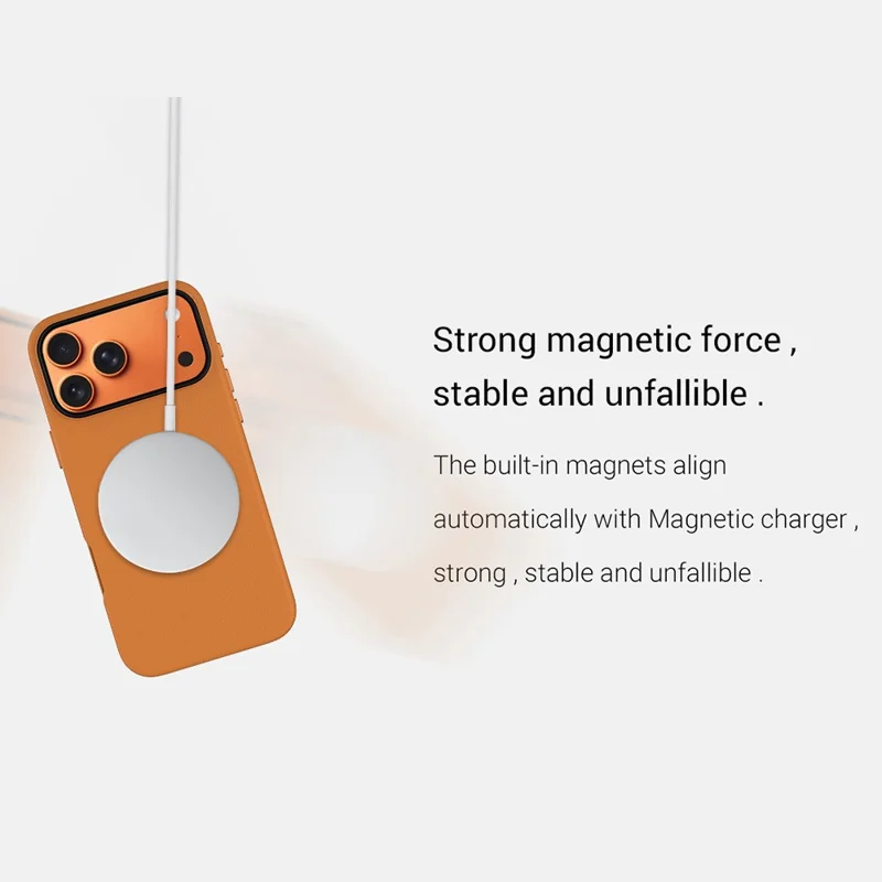 KZDOO For iPhone 17 Pro Max Case Compatible with MagSafe PU + PC Shockproof Phone Cover - Orange