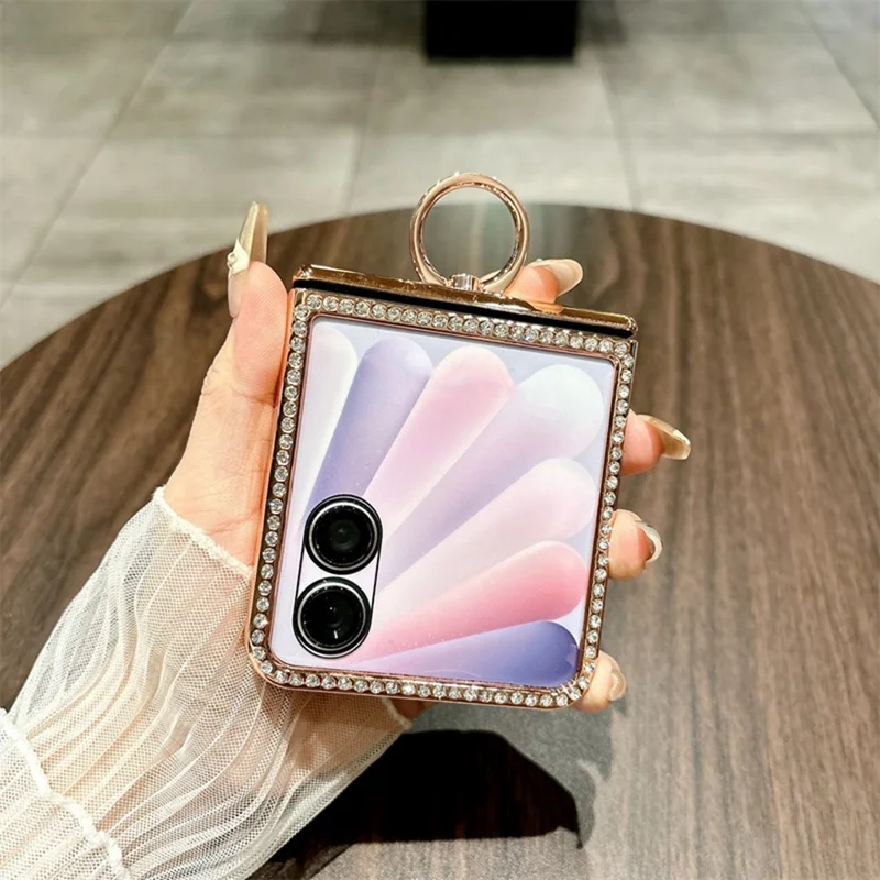 For Honor Magic V Flip 2 Case Glitter Design Rhinestone Decor Hard PC Phone Cover - Purple