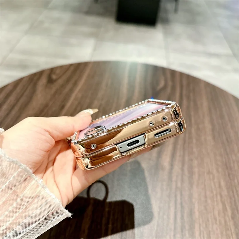 For Honor Magic V Flip 2 Case Glitter Design Rhinestone Decor Hard PC Phone Cover - Purple