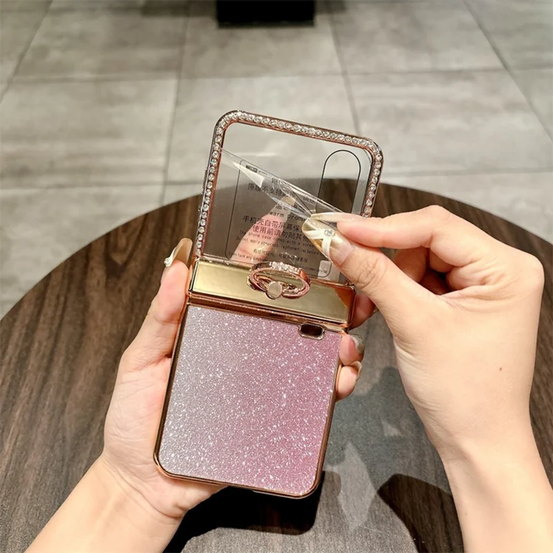 For Honor Magic V Flip 2 Case Glitter Design Rhinestone Decor Hard PC Phone Cover - Purple