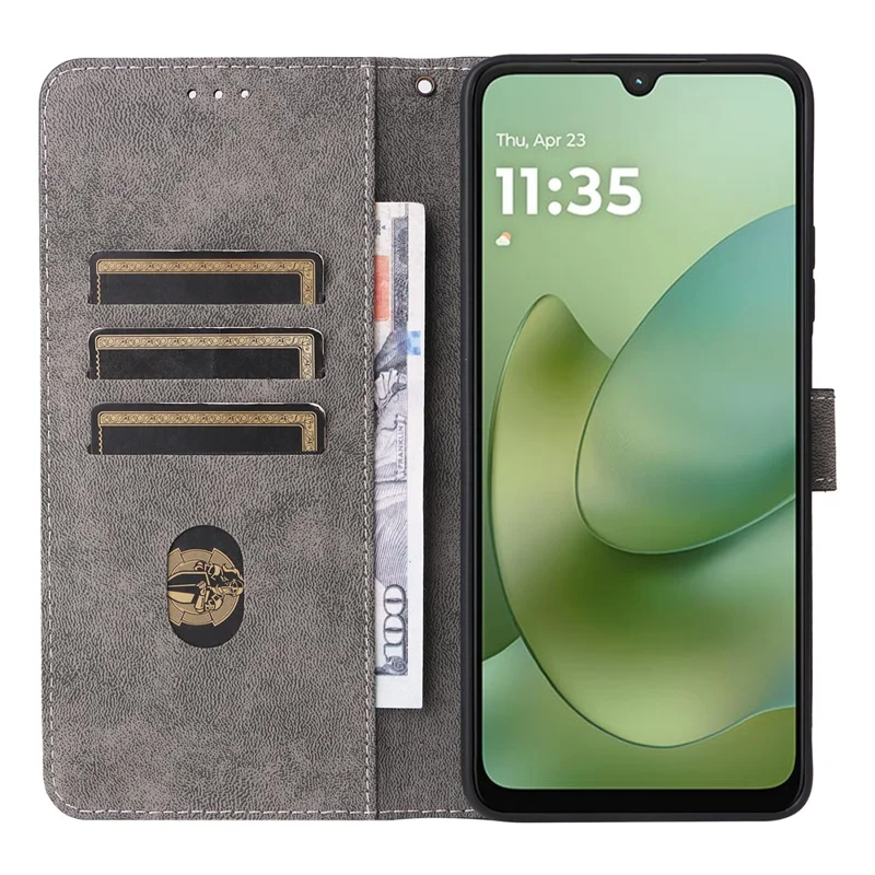 غطاء لهاتف Motorola Moto G06 4G / G06 Power 4G مع محفظة ووظيفة منع إشارات RFID وغطاء من جلد PU مع حامل وشريط كف - أسود