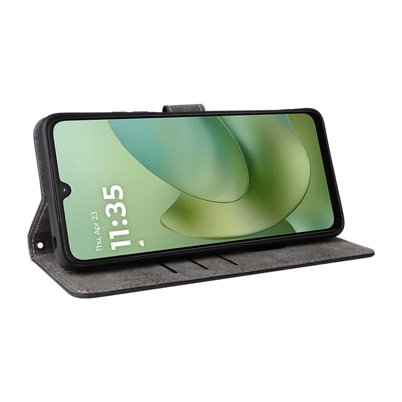 غطاء لهاتف Motorola Moto G06 4G / G06 Power 4G مع محفظة ووظيفة منع إشارات RFID وغطاء من جلد PU مع حامل وشريط كف - أسود