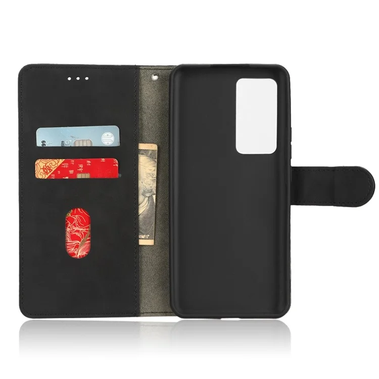 For Xiaomi 12T Pro 5G Cell Phone Cover Skin-touch Feeling PU Leather+TPU Wallet Stand Phone Case - Black