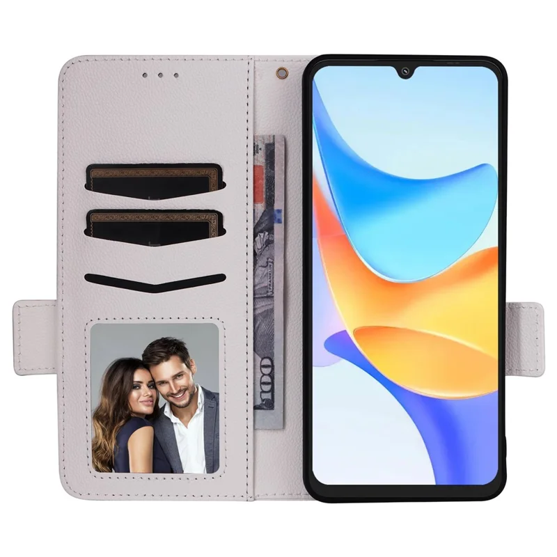 Obudowa do Blackview Shark 6 / Oscal Tiger 8 z portfelową skórzę z fakturą litchi i paskiem na nadgarstek – Biały