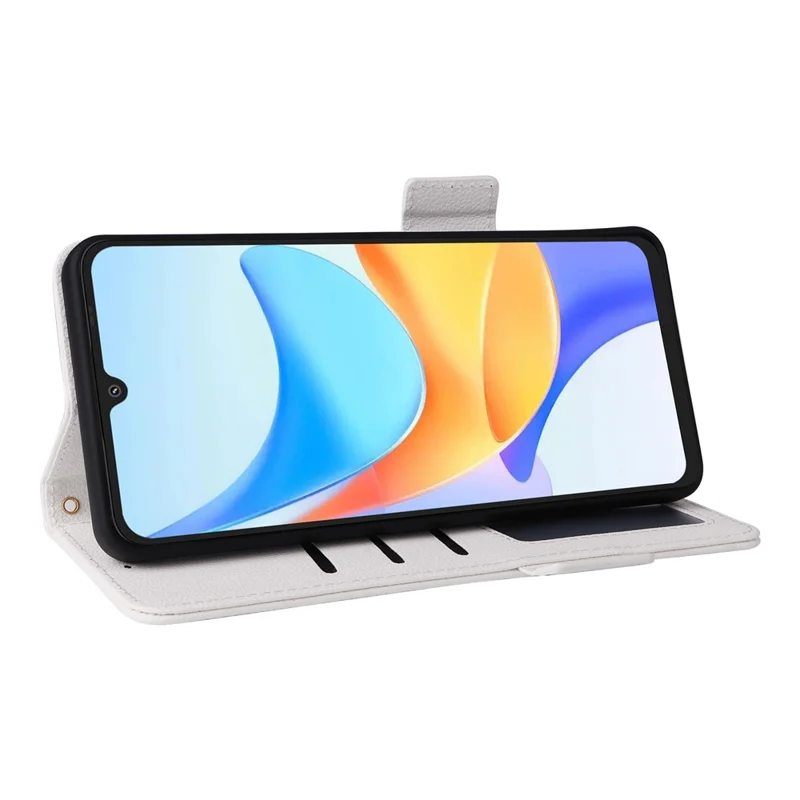 Obudowa do Blackview Shark 6 / Oscal Tiger 8 z portfelową skórzę z fakturą litchi i paskiem na nadgarstek – Biały