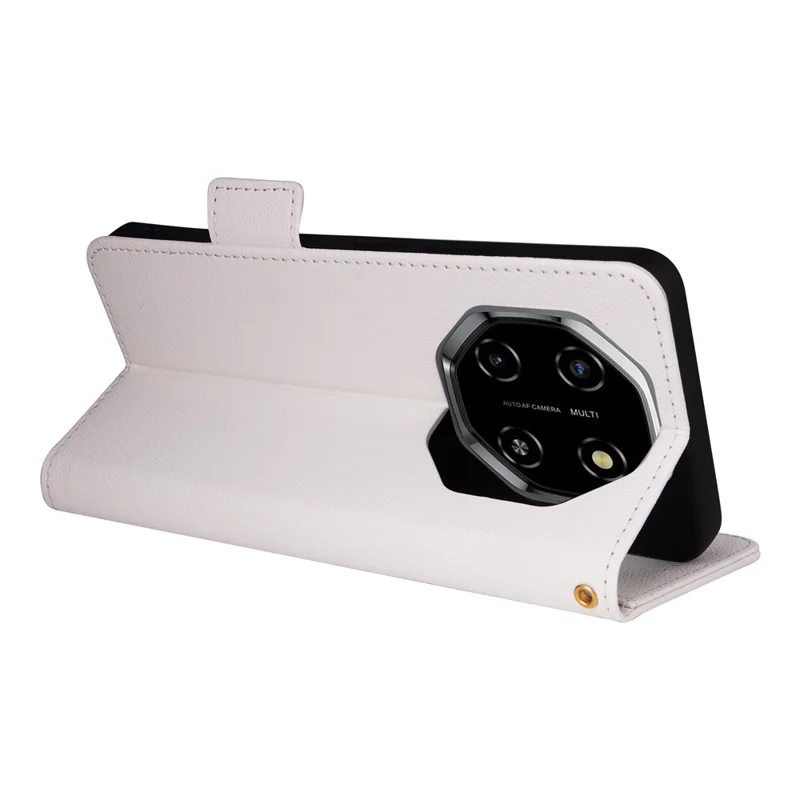 Obudowa do Blackview Shark 6 / Oscal Tiger 8 z portfelową skórzę z fakturą litchi i paskiem na nadgarstek – Biały