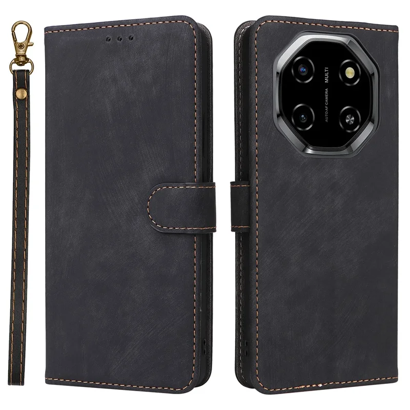 For Blackview Shark 6  /  Oscal Tiger 8 Case Wallet RFID Blocking PU Leather Phone Cover Stand with Strap - Black