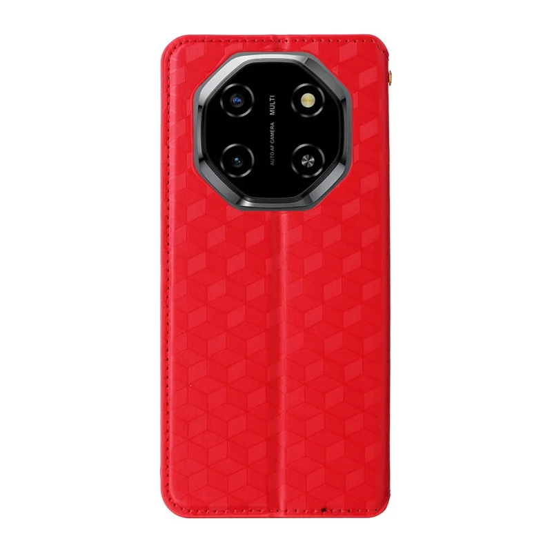 For Blackview Shark 6  /  Oscal Tiger 8 Case Wallet Rhombus Imprinted Leather Phone Cover - Red