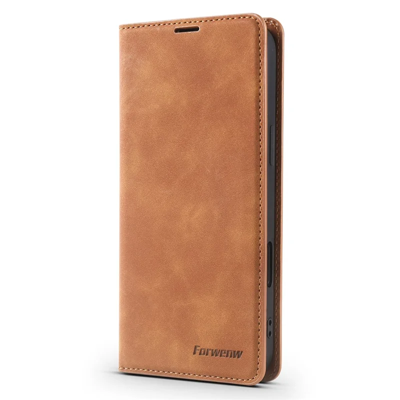 FORWENW For iPhone 17 Wallet Case Magnetic Absorption Leather Flip Phone Cover with Stand - Brown