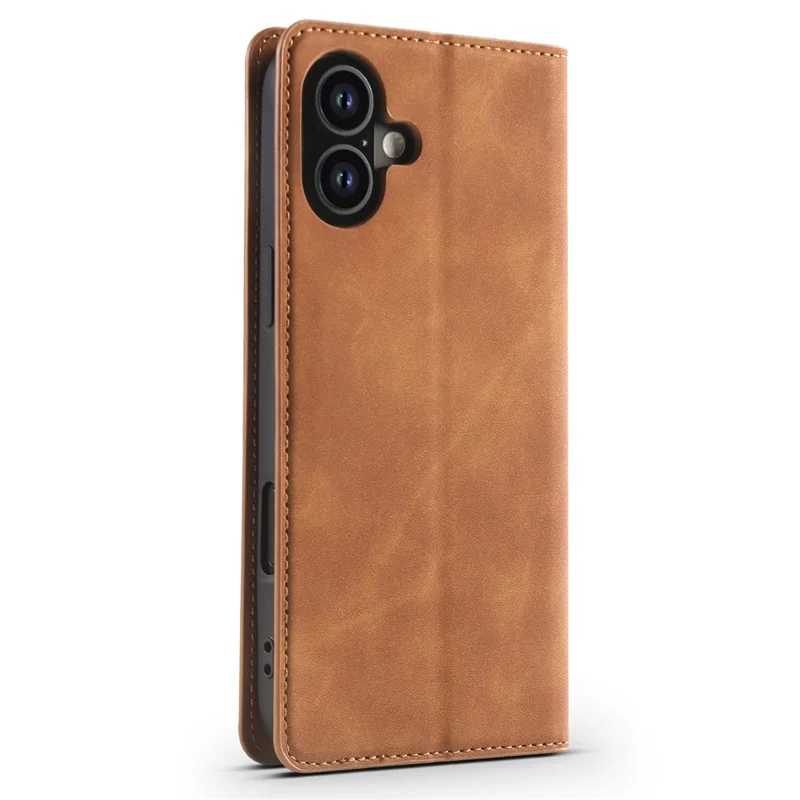FORWENW For iPhone 17 Wallet Case Magnetic Absorption Leather Flip Phone Cover with Stand - Brown